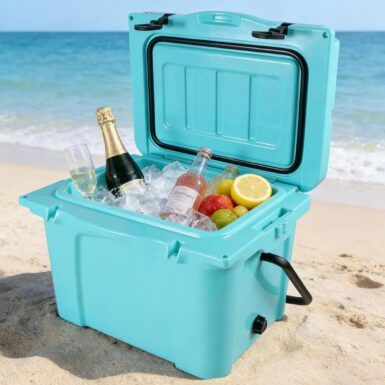 25QT Hard-Sided Rotomolded Coolers, Turquoise Small Ice Chest with T-Latches, Insulated Travel & Camping Cooler, Beach Essentials