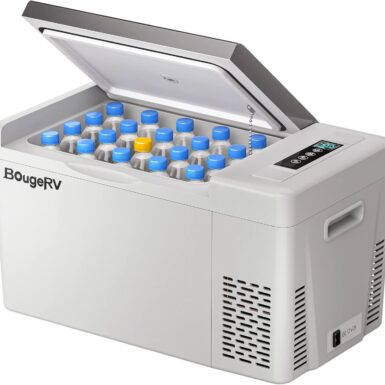 BougeRV 12v refrigerator 23 Quart, -8℉~50℉ Portable Freezer for Car, Grey | No Ice Needed, Use as Fridge or Freezer, Fast 15-Min Cool to 32°F, 12/24V DC, 110V AC, Electric Cooler for Camping, Road Trip